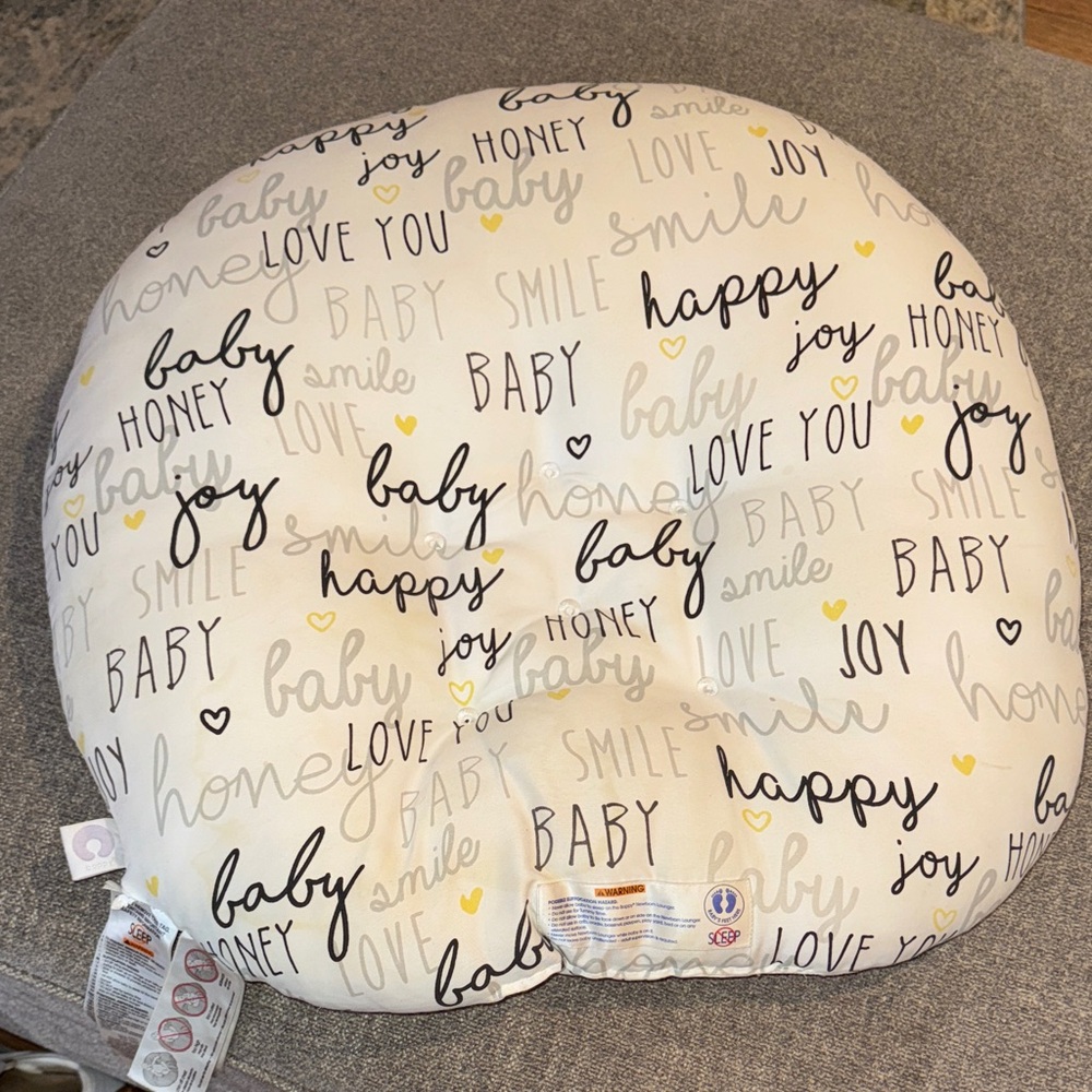 Boppy Baby Pillow with Yellow and Black Text Design - Picture 5 of 5